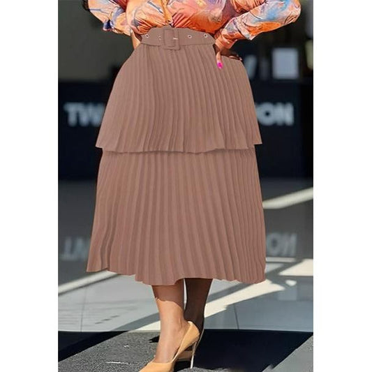 Skirt displayed in various styles and lengths, designed to be worn around the waist and typically made from fabrics like cotton, denim, or silk, for both casual and formal occasions
