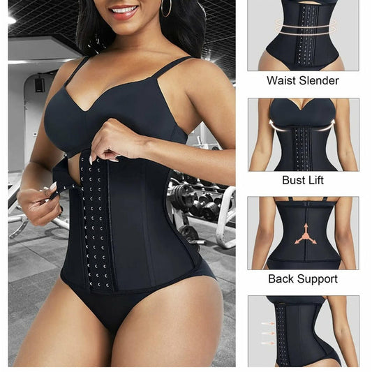 Image of a waist trainer, a compression garment designed to shape the midsection, typically worn during workouts or as part of daily wear for body contouring and support